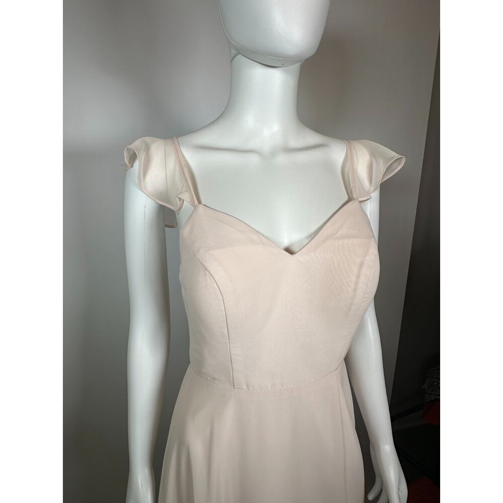 Azazie Blush Pink Bridesmaid Dress Size A6 Sweetheart Chiffon Maxi Gown - Picture 3 of 7